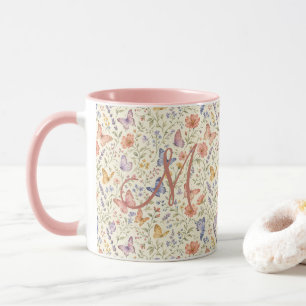 Monogram Vlinders Waterverf Bloemen Cadeau Voor Ha Mok