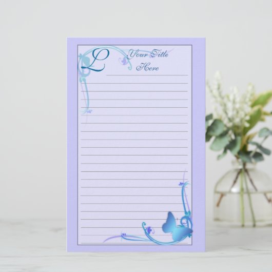 Monogram vlinderstationery briefpapier (Staand voorkant)