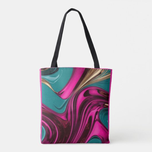 Monogram Vloeibaar Water Hot Roze, Goud & Groen Tote Bag (Achterkant)