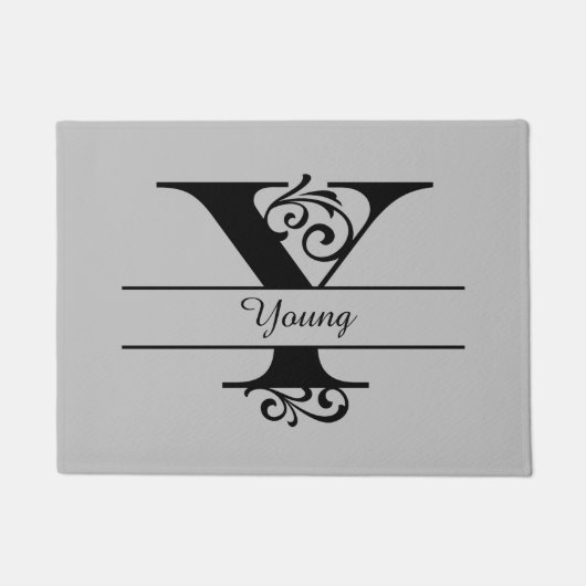 Monogram Vlourish Letter Y met de naam Doormat Deurmat (Voorkant)