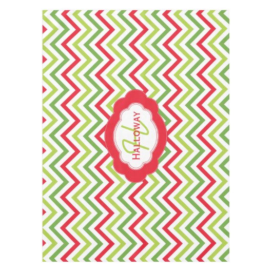 Monogram Voeg de naam Chevron kersttablet toe Tafelkleed (Voorkant)