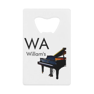 Monogram voeg initiële letter naam tekst piano muz creditkaart flessenopener