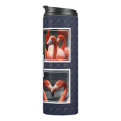 Monogram Voeg je eigen foto Collage Blue toe Thermosbeker (Geroteerd rechts)