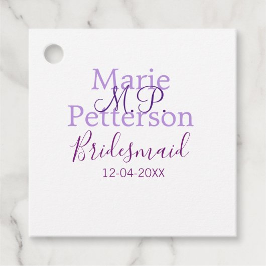 Monogram Voeg naam letter bruidsmeisje bruiloft me Bedankjes Labels (Voorkant)