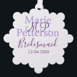 Monogram Voeg naam letter bruidsmeisje bruiloft me Ornament Kaart<br><div class="desc">mooi design</div>