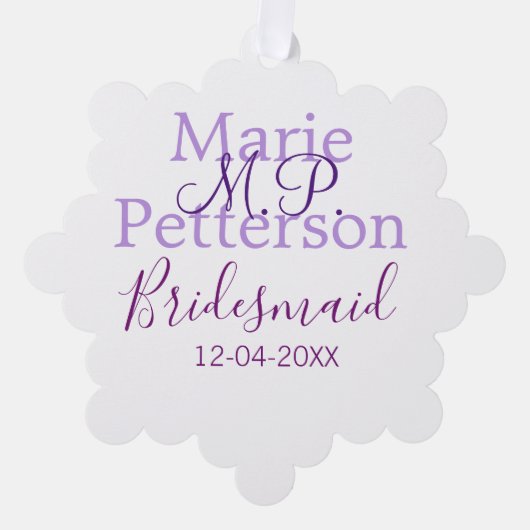 Monogram Voeg naam letter bruidsmeisje bruiloft me Ornament Kaart (Voorkant)