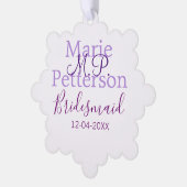 Monogram Voeg naam letter bruidsmeisje bruiloft me Ornament Kaart (Links)