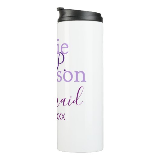 Monogram Voeg naam letter bruidsmeisje bruiloft me Thermosbeker (Geroteerd rechts)