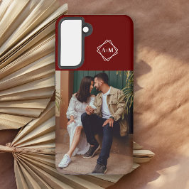 Monogram Voeg uw eigen foto Groene kleurenblok toe Samsung Galaxy Hoesje