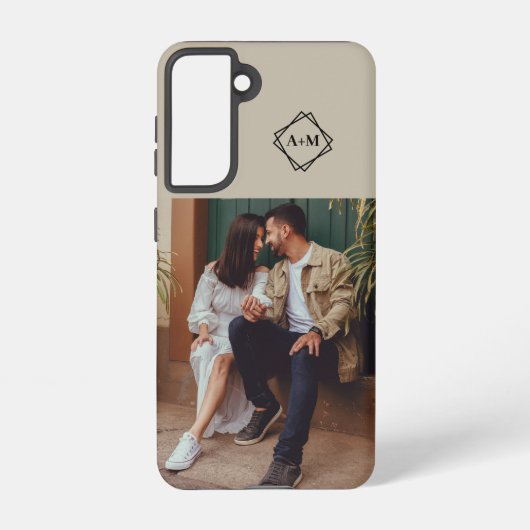 Monogram Voeg uw eigen fotokleurenblok toe Samsung Galaxy Hoesje (Achterkant)