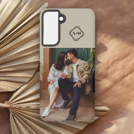 Monogram Voeg uw eigen fotokleurenblok toe Samsung Galaxy Hoesje