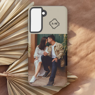 Monogram Voeg uw eigen fotokleurenblok toe Samsung Galaxy Hoesje