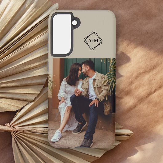 Monogram Voeg uw eigen fotokleurenblok toe Samsung Galaxy Hoesje