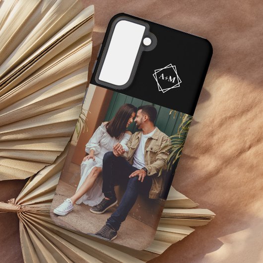 Monogram Voeg uw eigen fotokleurenblok toe Samsung Galaxy Hoesje