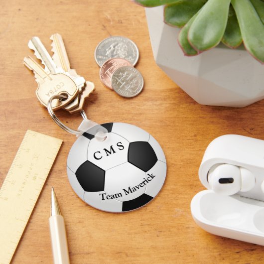 Monogram voetbal aangepaste tekst sleutelhanger (Bureau)