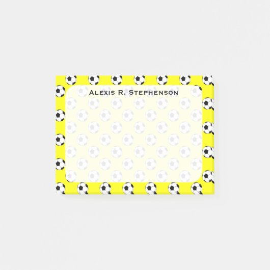 Monogram Voetbal Ballen Geel Post-it® Notes (Voorkant)