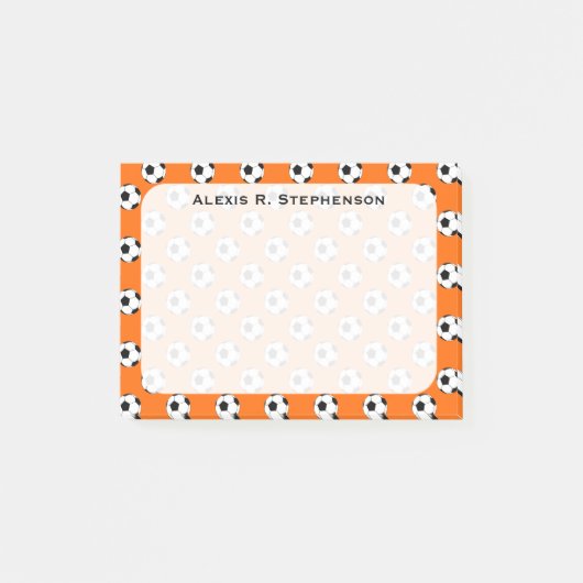 Monogram Voetbal Ballen Oranje Post-it® Notes (Voorkant)