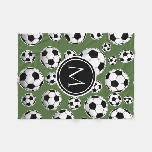 Monogram Voetbal - Boom boven Fleece Deken (Voorkant (Horizontaal))