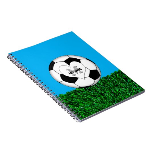 Monogram Voetbal Gepersonaliseerd Notitieboek (Rechterzijde)