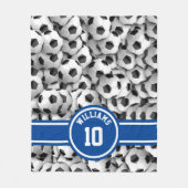 Monogram Voetbal Sport Football Aangepast blauw Fleece Deken (Voorkant)