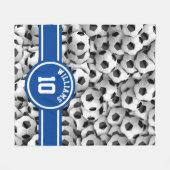 Monogram Voetbal Sport Football Aangepast blauw Fleece Deken (Voorkant (Horizontaal))