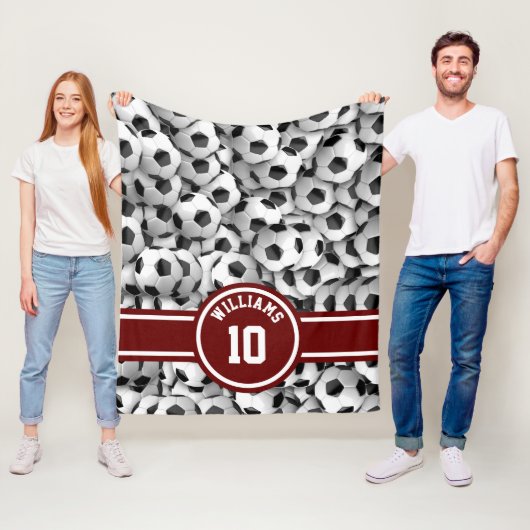 Monogram Voetbal Sport Football Aangepast rood Fleece Deken (In situ)