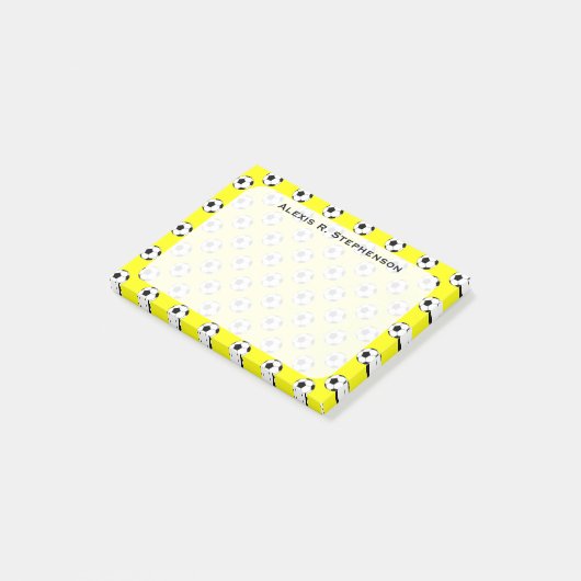 Monogram Voetbal Voetbal Ballen Geel Post-it® Notes (Schuin)