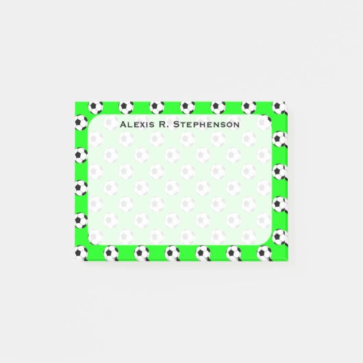 Monogram Voetbal Voetbal Ballen Lime Groen Post-it® Notes (Voorkant)
