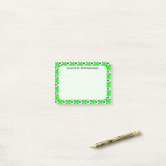 Monogram Voetbal Voetbal Ballen Lime Groen Post-it® Notes (Op bureau)