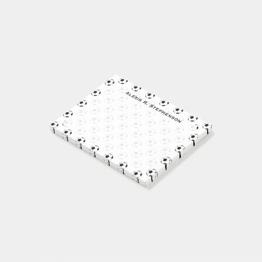 Monogram Voetbal Voetbal Ballen op Wit Post-it® Notes (Schuin)