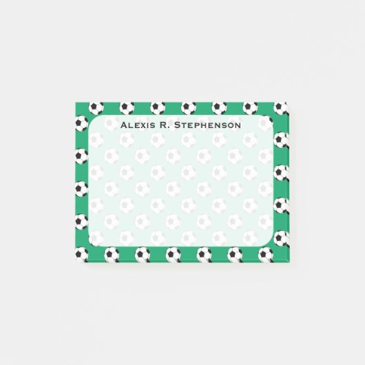 Monogram Voetbal Voetbal Ballen Shamrock Groen Post-it® Notes (Voorkant)