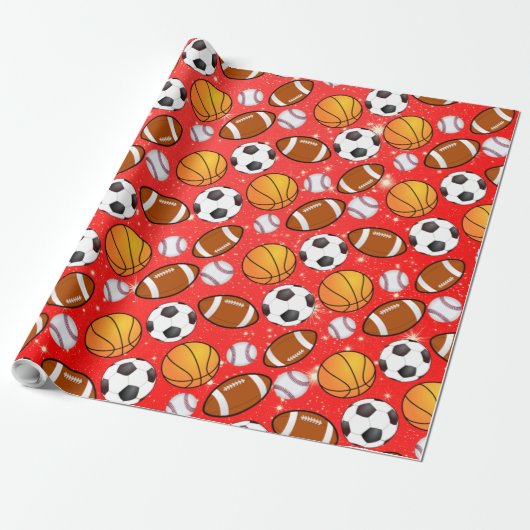 Monogram Voetbal voetbal honkbal basketbal Cadeaupapier (Uitgerold)