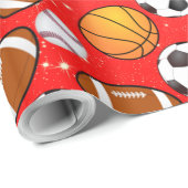 Monogram Voetbal voetbal honkbal basketbal Cadeaupapier (Rol Hoek)