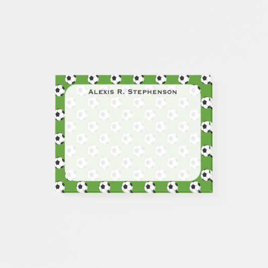 Monogram Voetbalballen op appelgroen Post-it® Notes (Voorkant)