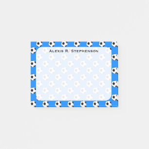 Monogram Voetbalballen op azuurblauw Post-it® Notes