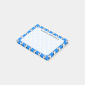 Monogram Voetbalballen op azuurblauw Post-it® Notes (Schuin)