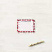 Monogram Voetbalballen op donkerrood Post-it® Notes (Op bureau)