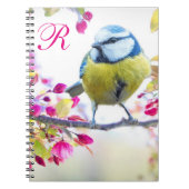 Monogram vogel en bloem notitieboek (Voorkant)