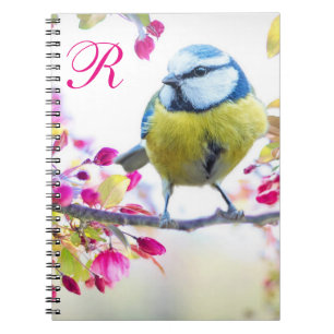 Monogram vogel en bloem notitieboek