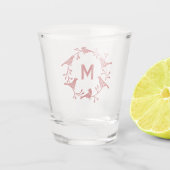 Monogram Vogel en Bloem Scandinavische krans Shot Glas (Achterkant)