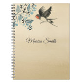 Monogram vogel en boom notitieboek (Voorkant)