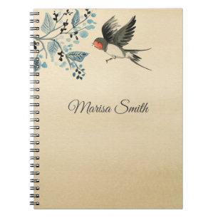 Monogram vogel en boom notitieboek