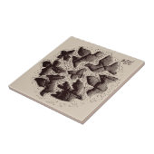 Monogram Vogel Vlinder Scandinavisch Retro Beige Tegeltje (Zijkant)