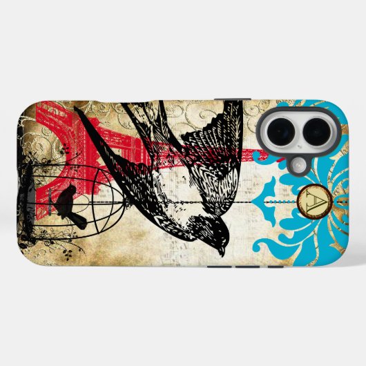 Monogram  vogelestuel Steampunk Case-Mate iPhone Case (Achterkant (horizontaal))