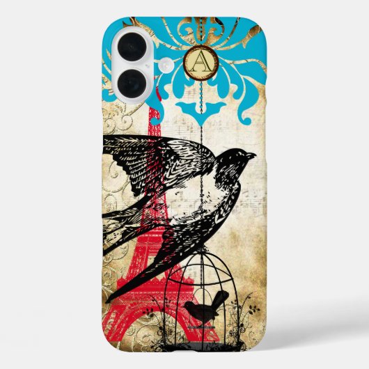 Monogram vogelestuel Steampunk Case-Mate iPhone Case (Achterkant)
