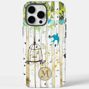 Monogram Vogelkooi Leuke Vogel Berk Boom iPhone Ca iPhone 16 Pro Max Hoesje
