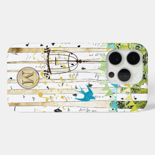 Monogram Vogelkooi Leuke Vogel Berk Boom iPhone Ca Case-Mate iPhone Case (Achterkant (horizontaal))