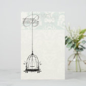 Monogram  vogelkooi met vogelpest Air Mail Briefpapier (Staand voorkant)