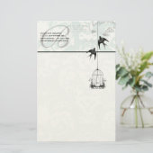 Monogram  vogelkooi met vogelpest Air Mail Briefpapier (Staand voorkant)