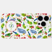 Monogram  vogelpatroon, kleurrijke parkiet Case-Mate iPhone case (Achterkant (horizontaal))